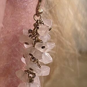 Sterling silver and pink quartz dangle earrings
